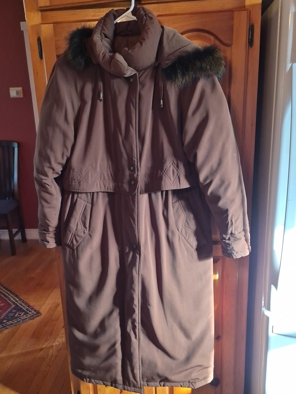 Utex Design Long Maxi Down Parka Jacket Brown 6 M